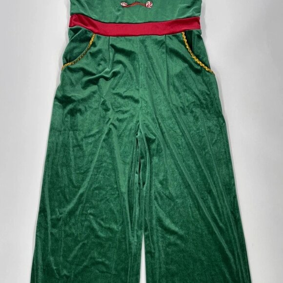 NOBO Christmas Bibs Nutcracker Elf Green Holiday Overalls Jumpsuit Juniors Large - Picture 1 of 10